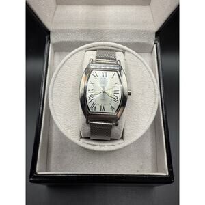 Vintage SKC Ladies Silver Tone Quartz Flex Band Roman Numerals Watch New Battery